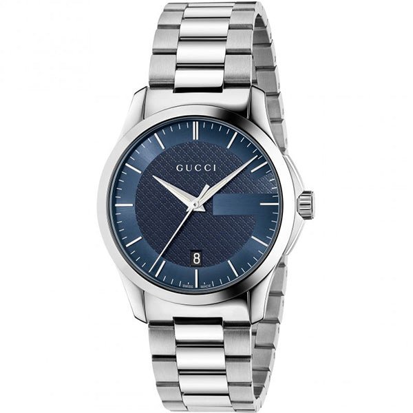 グッチ　GUCCI　目覚まし時計　REF0540 Gucci G Timeless Blue Dial Silver Steel Strap Watch For Men