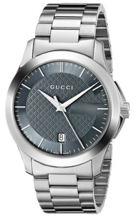 Gucci G Timeless Grey Dial Silver Steel Strap Watch For Men
