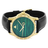 Gucci Le Marche Des Merveilles Quartz Green Dial Black Leather Strap Watch For Women - YA126463