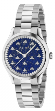 Gucci G Timeless Quartz Blue Dial Silver Steel Strap Watch for Women