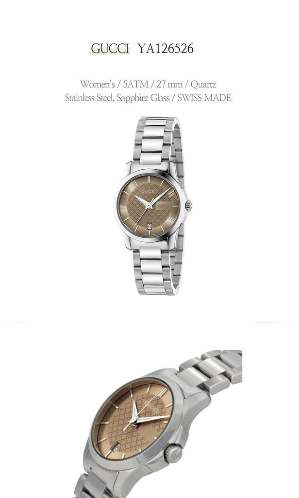 Gucci Watch Timeless 126.5 Brown Dial Date SS Quartz Analog GUCCI Brown Dial Series G-Timeless Women main image 4
