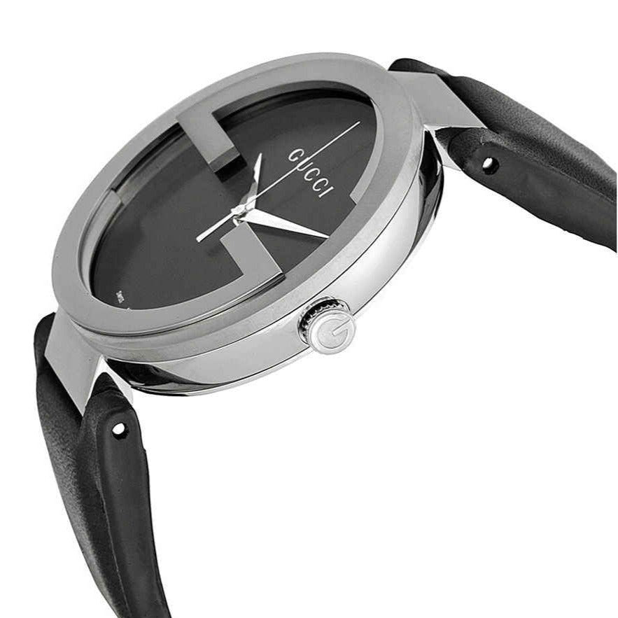 Gucci Interlocking G Iconic Black Dial Black Leather Strap  display picture 3