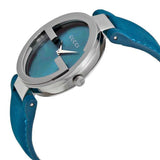 Gucci Interlocking Quartz Blue Dial Blue Leather Strap Watch For Women - YA133315