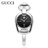 Gucci Horsebit Collection Mother of Pearl Black Dial Silver Steel Strap Watch For Women - YA139503