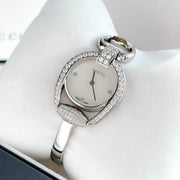 Gucci Horsebit Collection Diamonds Mother of Pearl Dial Silver Steel Strap Watch For Women - YA139505