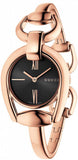 Gucci Horsebit Collection Black Dial Rose Gold Steel Strap Watch For Women - YA139507