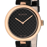 Gucci Diamantissima Quartz Black Dial Black Leather Strap Watch for Women - YA141401