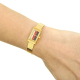 Gucci G Frame Quartz Diamonds White Red Blue Dial Gold Mesh Bracelet Watch For Women - YA147511