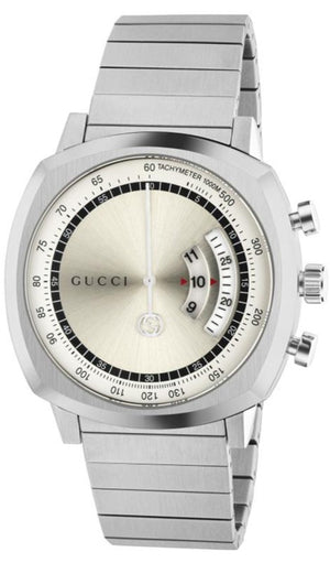 Gucci Grip Collection Quartz Silver Dial Silver Steel Strap Watch For Men - YA157302