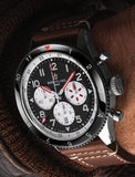 Breitling Super Avi B04 Chronograph GMT 46 Mosquito Black Dial Brown Leather Strap Watch for Men - YB04451A1B1X1