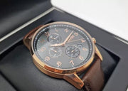 Hugo Boss Navigator Chronograph Grey Dial Brown Leather Strap Watch for Men - 1513496