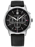 Tommy Hilfiger Kyle Quartz Black Dial Black Leather Strap Watch for Men - 1791630