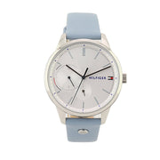 Tommy Hilfiger Brooke Silver Dial Blue Leather Strap Watch for Women - 1782023
