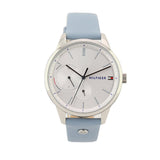 Tommy Hilfiger Brooke Silver Dial Light Blue Leather Strap Watch for Women - 1782023