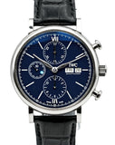 IWC Portofino Chronograph Blue Dial Black Leather Strap Watch for Men - IW391023