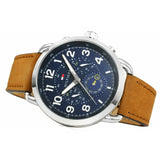 Tommy Hilfiger Briggs Chronograph Blue Dial Brown Leather Strap Watch for Men - 1791424