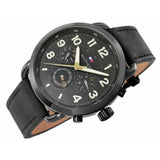 Tommy Hilfiger Briggs Black Dial Black Leather Strap Watch for Men - 1791426
