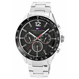 Tommy Hilfiger Luke Chronograph Quartz Black Dial Silver Steel Strap Watch for Men - 1791104