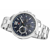 Tommy Hilfiger London Chronograph Quartz Blue Dial Silver Steel Strap Watch for Men - 1791534