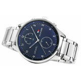 Tommy Hilfiger Chase Multifunction Blue Dial Silver Steel Strap Watch for Men - 1791575