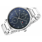Tommy Hilfiger Chase Multifunction Blue Dial Silver Steel Strap Watch for Men - 1791575