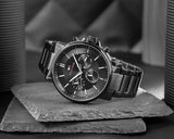 Tommy Hilfiger Tyson Chronograph Black Dial Black Steel Strap Watch For Men - 1710590