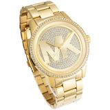 Michael Kors Ritz Pave Crystals Gold Dial Gold Steel Strap Watch for Women - MK6862