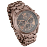 Michael Kors Bradshaw Chronograph Brown Dial Brown Steel Strap Watch For Women - MK6247