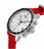 Tissot Quickster Chronograph NBA Chicago Bulls Jam Tangan Tali NATO Merah Dial Putih Untuk Pria - T095.417.17.037.04
