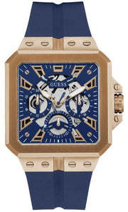 Guess Leo Chronograph Blue Dial Blue Silicone Strap Watch For Men - GW0637G3