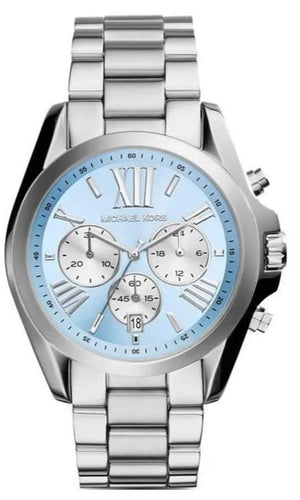 Michael Kors Bradshaw Chronograph Blue Dial Silver Steel Strap Watch For Women - MK6099