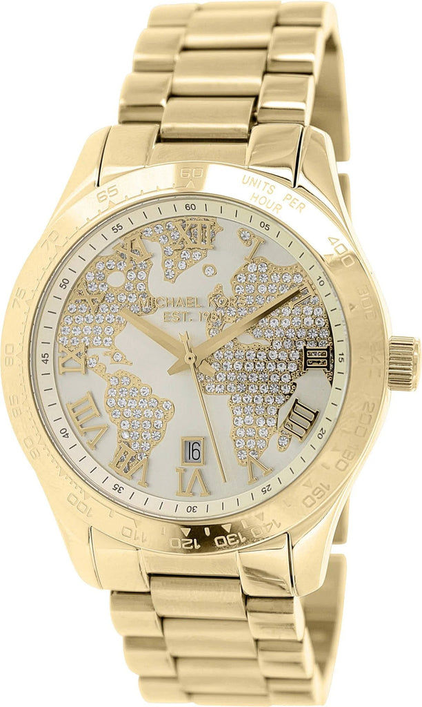 Michael Kors Layton Chronograph Gold Dial Gold Steel Strap Watch for Women - MK5959
