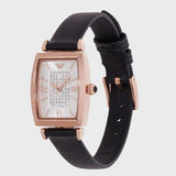 Emporio Armani Gianni T Bar Quartz White Dial Black Leather Strap Watch For Women - AR11408