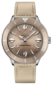 Breitling Superocean Heritage '57 Brown Dial Beige Leather Strap Watch for Women - A10340A41A1X1