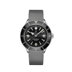 Breitling Superocean Heritage '57 Black Dial Silver Mesh Bracelet Watch for Men - A10370121B1A1