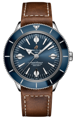 Breitling Superocean Heritage '57 Blue Dial Brown Leather Strap Watch for Men - A10370161C1X1