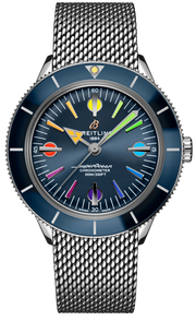 Breitling Superocean Heritage '57 Special Edition II Blue Dial Silver Mesh Bracelet Watch for Men - A103702A1C1A1