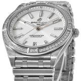 Breitling Chronomat Automatic 36 Diamonds White Dial Silver Steel Strap Watch for Women - A10380591A1A1