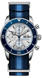 Breitling Superocean Heritage Chronograph 44 Ocean Conservancy Silver Dial Two Tone NATO Strap Watch for Men - A133131A1G1W1