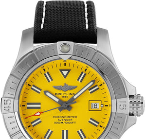 Breitling Avenger Automatic 45 Seawolf Yellow Dial Black Nylon Strap Watch for Men - A17319101I1X1
