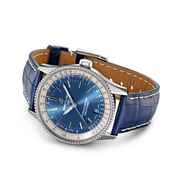Breitling Navitimer Automatic 38mm Blue Dial Blue Leather Strap Mens Watch - A17325211C1P1
