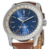 Breitling Navitimer Automatic 38mm Blue Dial Brown Leather Strap Mens Watch - A17325211C1P2