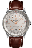 Breitling Navitimer Automatic 41 White Dial Brown Leather Strap Watch for Men - A17326211G1P2