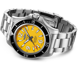 Breitling Superocean Automatic 44mm Yellow Dial Silver Steel Strap Watch for Men - A17375211/1A1