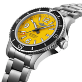 Breitling Superocean Automatic 44mm Yellow Dial Silver Steel Strap Watch for Men - A17375211/1A1