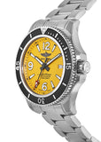 Breitling Superocean II Automatic 44mm Yellow Dial Silver Steel Strap Watch for Men - A17367021I1A1