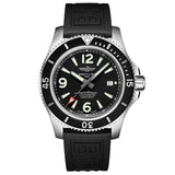 Breitling Superocean II 44mm Black Dial Black Rubber Strap Watch for Men - A17367D71B1S2