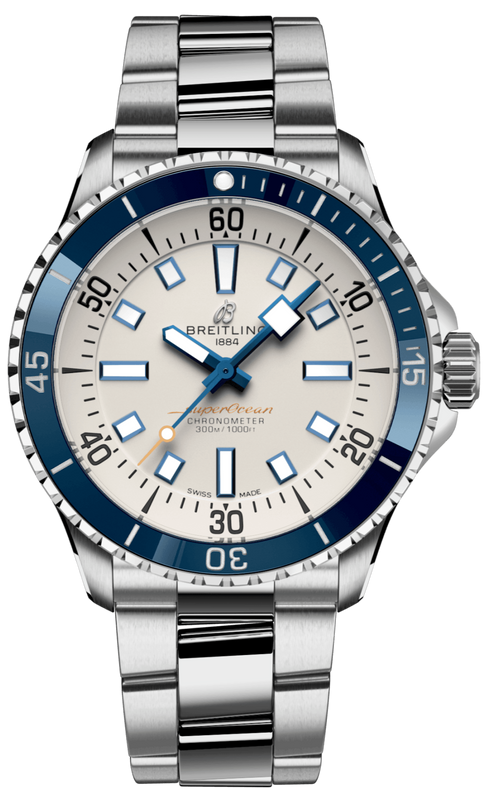 Breitling Superocean Automatic 42 White Dial Green Silver Steel Strap Watch for Men - A17375E71G1A1