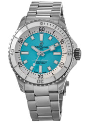 Breitling Superocean Automatic 36 Turquoise Dial Silver Steel Strap Watch for Men - A17377211C1A1