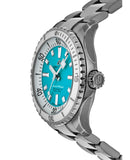 Breitling Superocean Automatic 36 Turquoise Dial Silver Steel Strap Watch for Men - A17377211C1A1